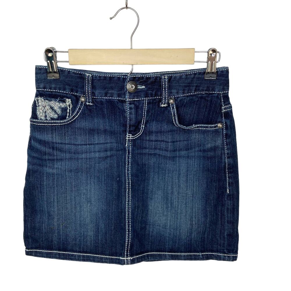 Y2K Short Denim Bling Jewel Pocket Skirt - Women's Size 1-2